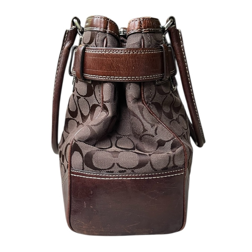 Coach Brown Signature Canvas Satchel with Leather Trim - Picture 7 of 15